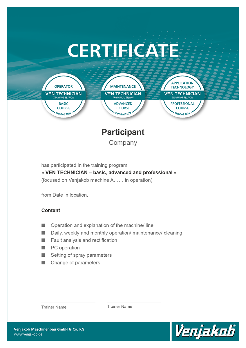 Venjakob certificat Venjakob Certificat